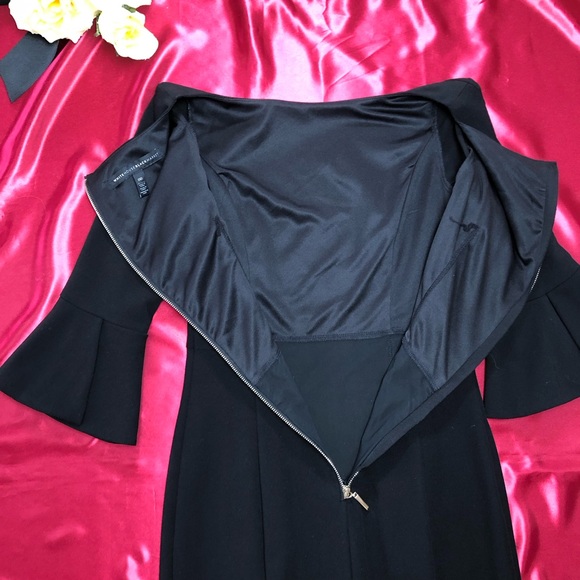 ⭐️NEW⭐️White House Black Market (WHBM) Black 3/4 Bell Sleeve Sheath Dress - Picture 9 of 11